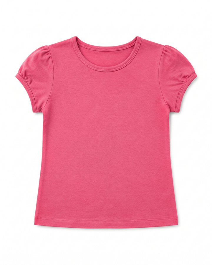 Toddler Girls Shoulder Ruching Short Sleeve Tee