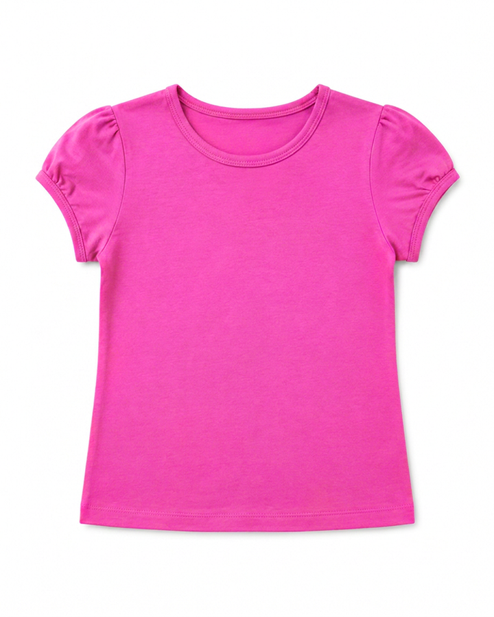 Toddler Girls Shoulder Ruching Short Sleeve Tee