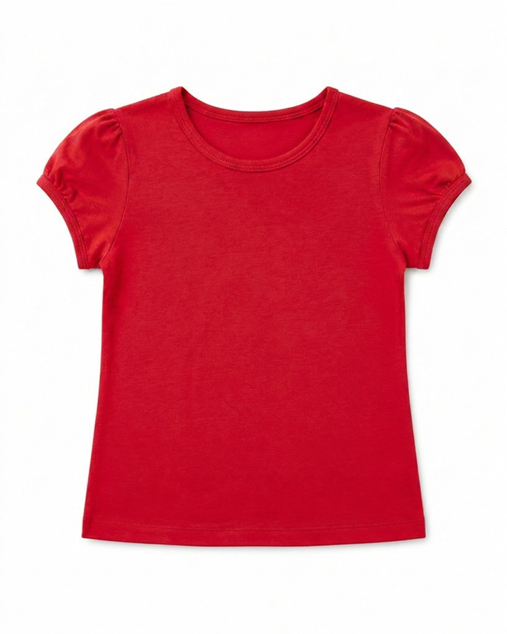 Toddler Girls Shoulder Ruching Short Sleeve Tee