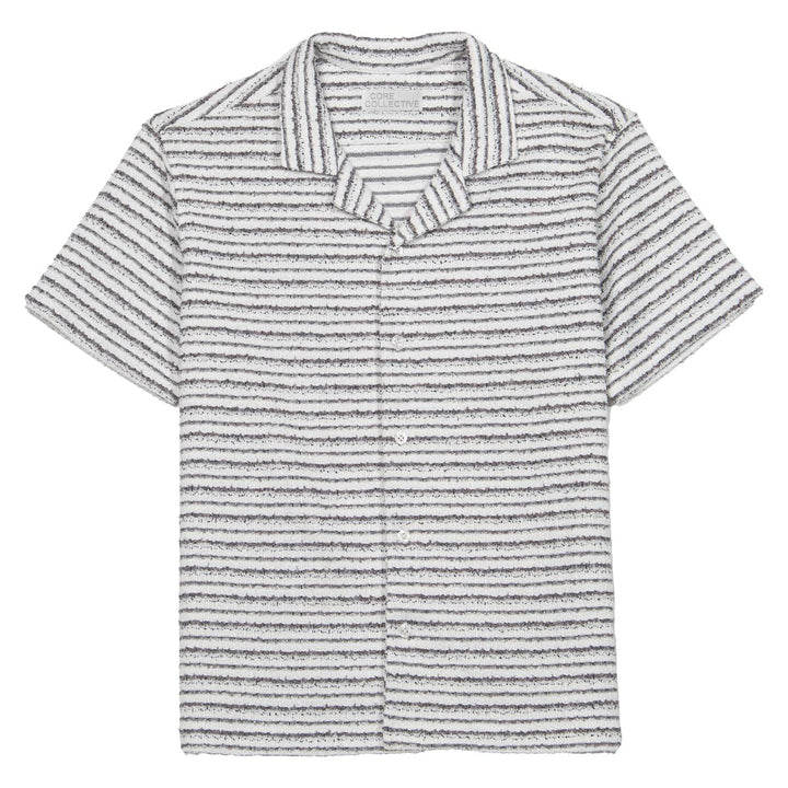 CORE COLLECTIVE LINEAR BUTTON DOWN SS KNITEED SHIRT