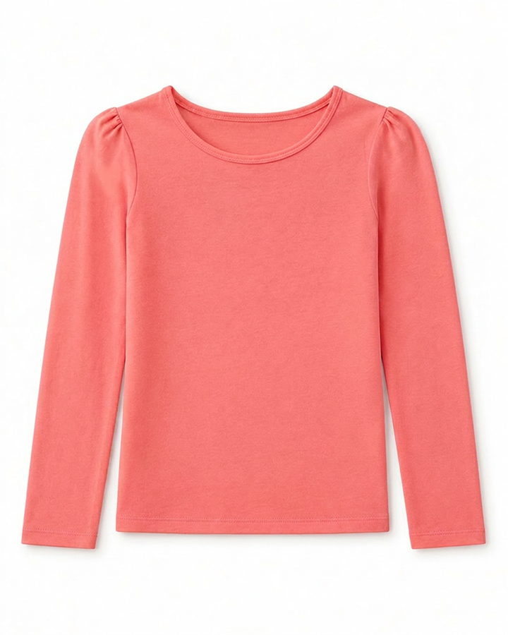 NONBRANDED TODDLER GIRLS LS SHOULDER RUCHING TEE