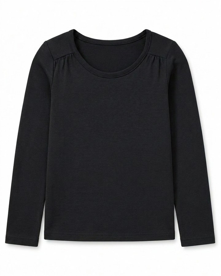 Toddler Girls Shoulder Ruching Long Sleeve Tee