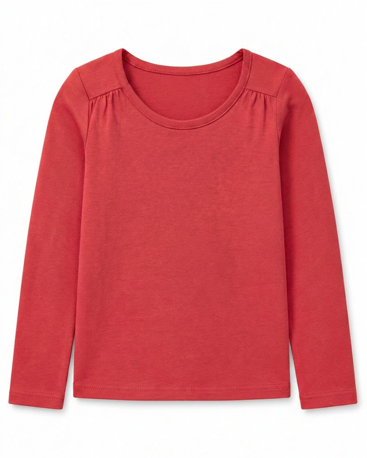 Toddler Girls Shoulder Ruching Long Sleeve Tee