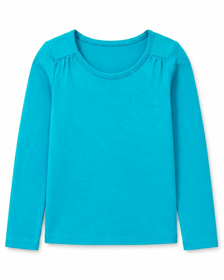 Toddler Girls Shoulder Ruching Long Sleeve Tee