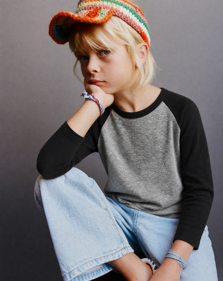 NONBRANDED TODDLER GIRLS LS RAGLAN TEE