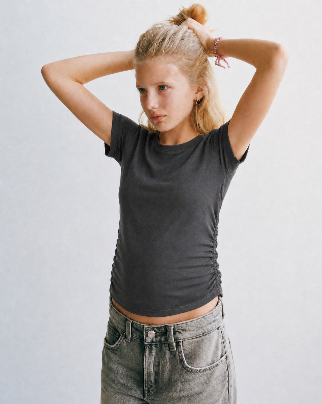 Youth Girls Side Ruching Tee