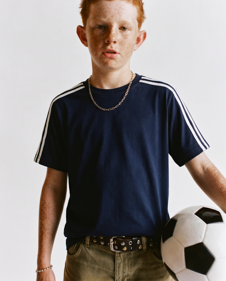 NONBRANDED YOUTH  SHOULDER STRIPES TSHIRT