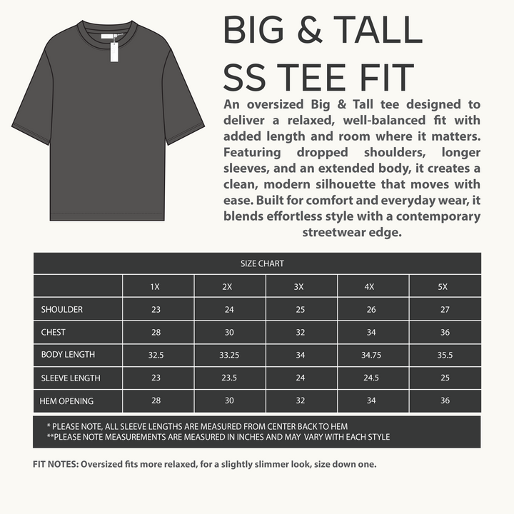 CORE COLLECTIVE BIG & TALL GRASSROOTS LIQUID WASH DROP SHOULDER SS TEE
