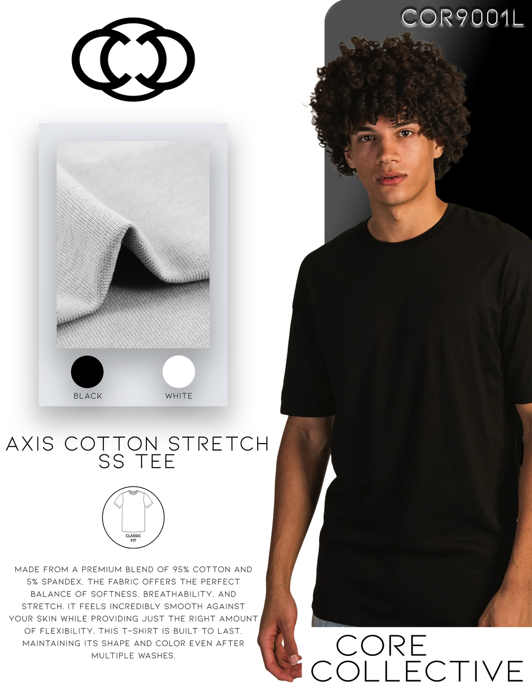 CORE COLLECTIVE AXIS COTTON STRETCH TEE