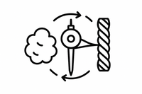 need a black outline icon for: Spin it back into fresh yarn, The fiber is carded and spun into new fresh yarns.
