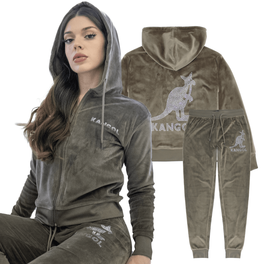 Kangol Women's Velour Crystal Zip Hoodie