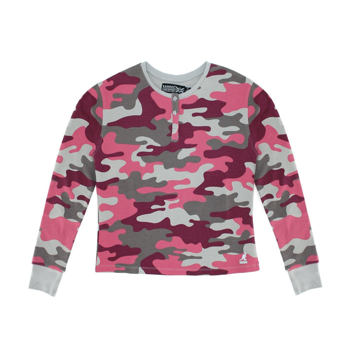 Kangol Women's Waffle Henley Long Sleve Shirt - Fashion Hub Club