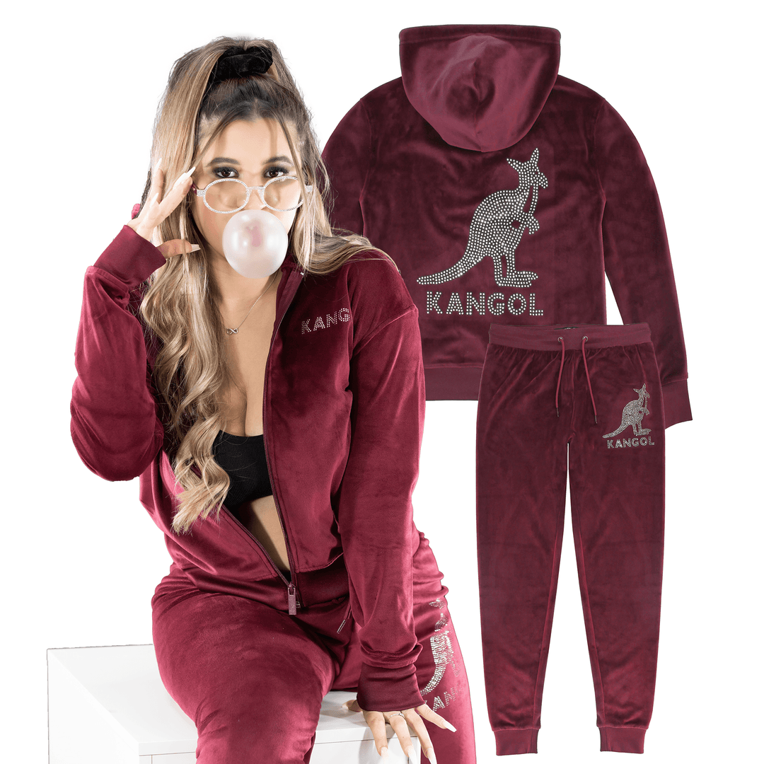 Kangol Women's Velour Crystal Zip Hoodie